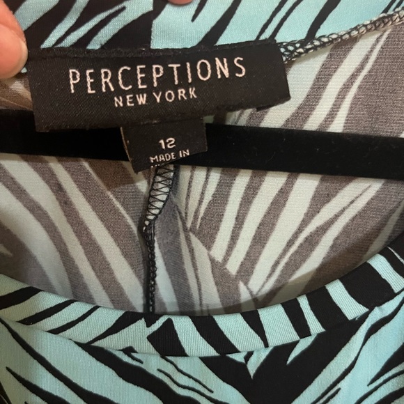 Perceptions Black and Aqua Zebra Print 2 piece Dress - Picture 3 of 11